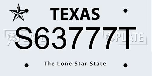 S63777T Texas License Plate