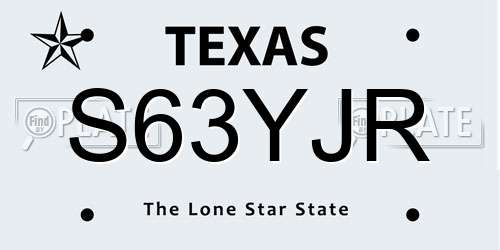 S63YJR Texas License Plate
