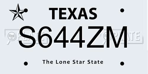 S644ZM Texas License Plate