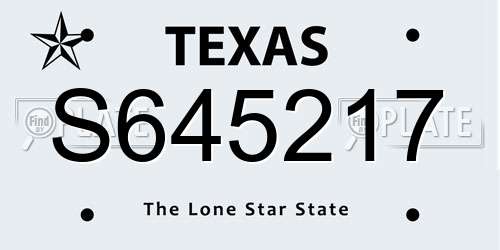 S645217 Texas License Plate