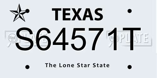 S64571T Texas License Plate