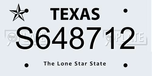 S648712 Texas License Plate