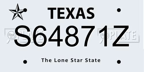S64871Z Texas License Plate