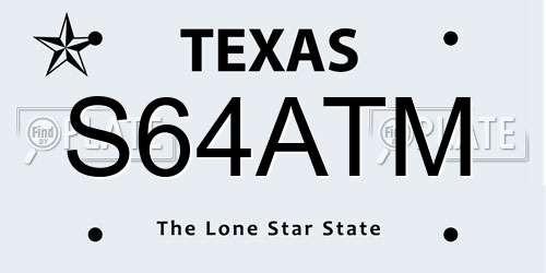 S64ATM Texas License Plate
