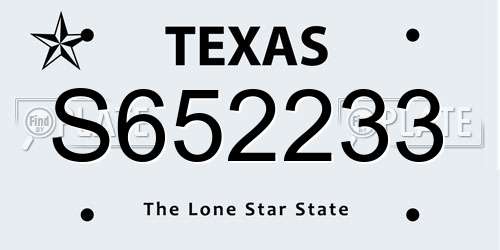 S652233 Texas License Plate