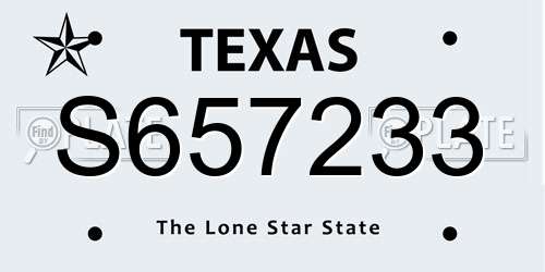 S657233 Texas License Plate