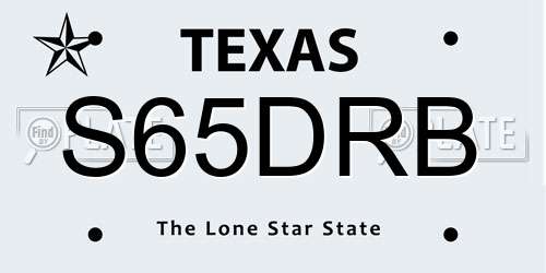 S65DRB Texas License Plate