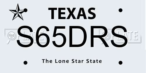 S65DRS Texas License Plate