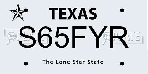 S65FYR Texas License Plate