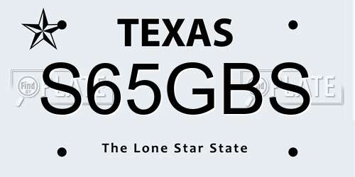 S65GBS Texas License Plate