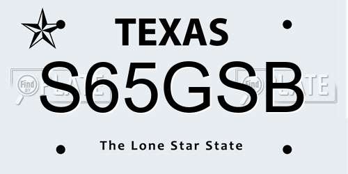S65GSB Texas License Plate