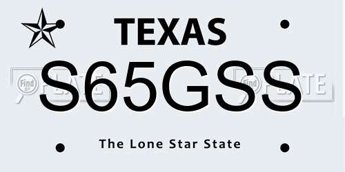 S65GSS Texas License Plate
