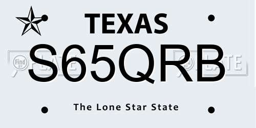 S65QRB Texas License Plate
