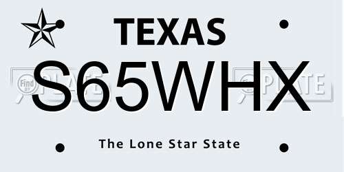 S65WHX Texas License Plate