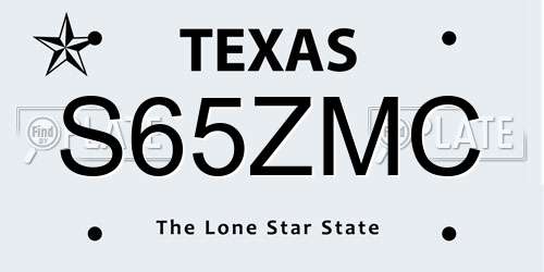 S65ZMC Texas License Plate