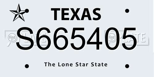 S665405 Texas License Plate