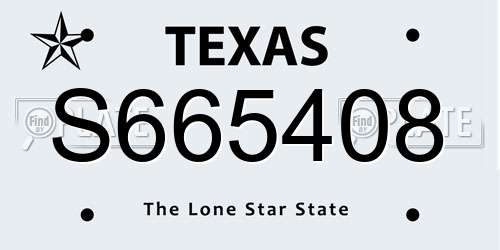 S665408 Texas License Plate