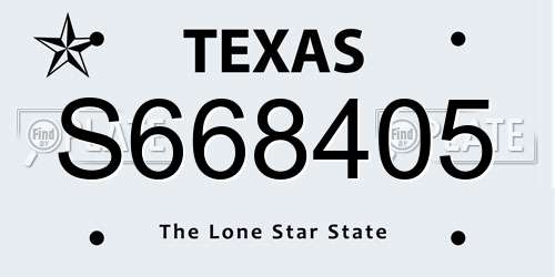 S668405 Texas License Plate