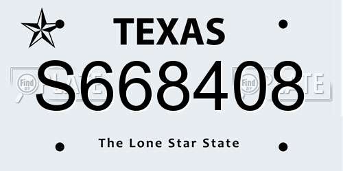 S668408 Texas License Plate