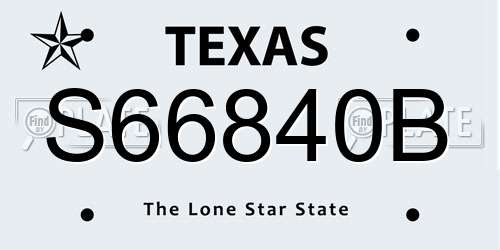 S66840B Texas License Plate