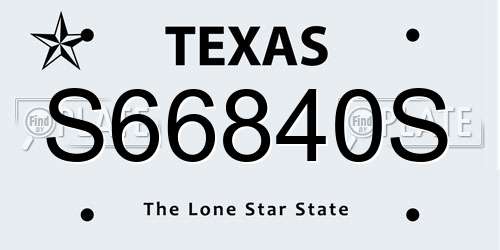 S66840S Texas License Plate