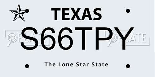 S66TPY Texas License Plate