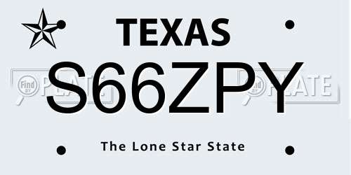S66ZPY Texas License Plate