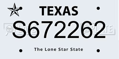 S672262 Texas License Plate