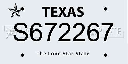 S672267 Texas License Plate