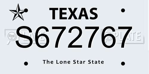 S672767 Texas License Plate