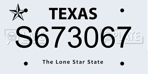 S673067 Texas License Plate