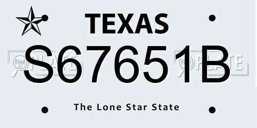S67651B Texas License Plate