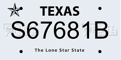 S67681B Texas License Plate