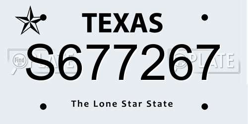 S677267 Texas License Plate