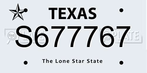 S677767 Texas License Plate