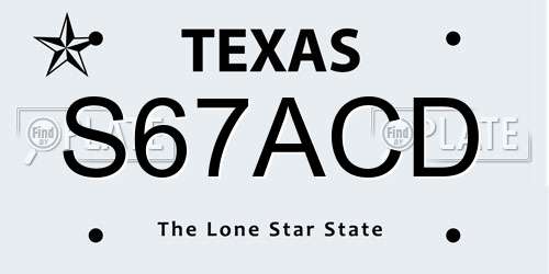S67ACD Texas License Plate