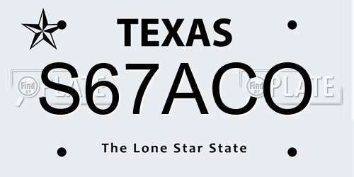 S67ACO Texas License Plate