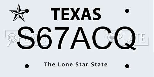 S67ACQ Texas License Plate