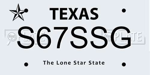 S67SSG Texas License Plate
