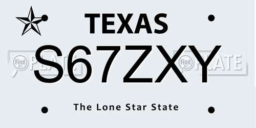 S67ZXY Texas License Plate