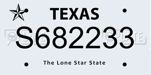S682233 Texas License Plate