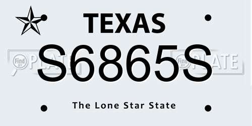 S6865S Texas License Plate