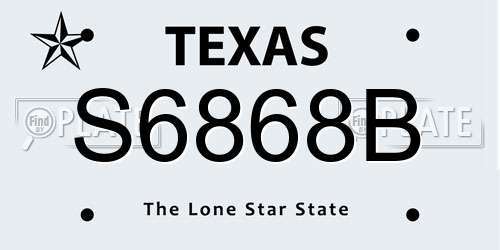 S6868B Texas License Plate