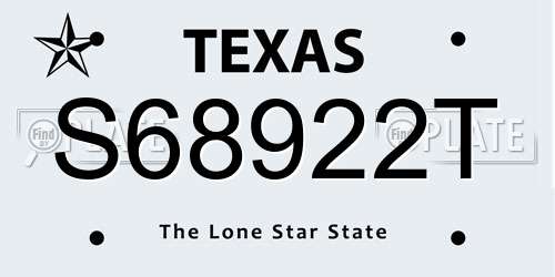 S68922T Texas License Plate