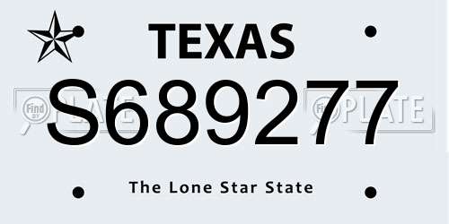S689277 Texas License Plate