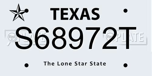 S68972T Texas License Plate