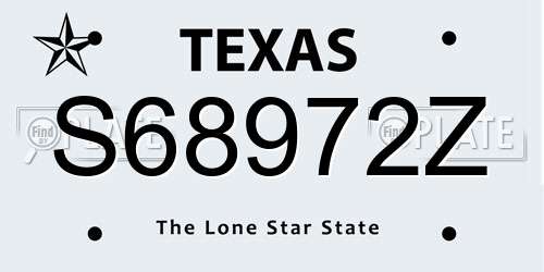 S68972Z Texas License Plate