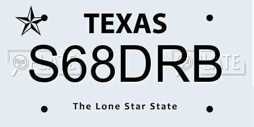 S68DRB Texas License Plate