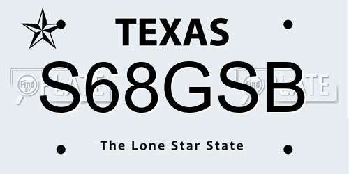 S68GSB Texas License Plate
