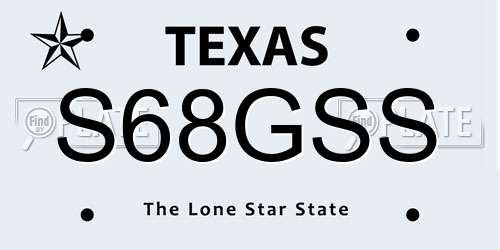 S68GSS Texas License Plate